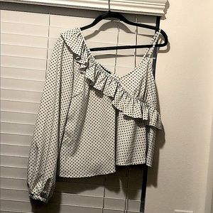 One sleeve top with ruffle accent